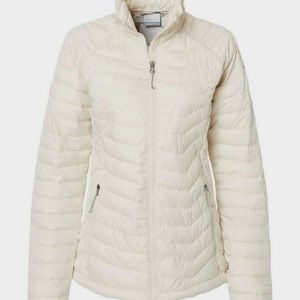 New! COLUMBIA WOMEN’S POWDER LITE JACKET in Chalk Size L NWOT $74